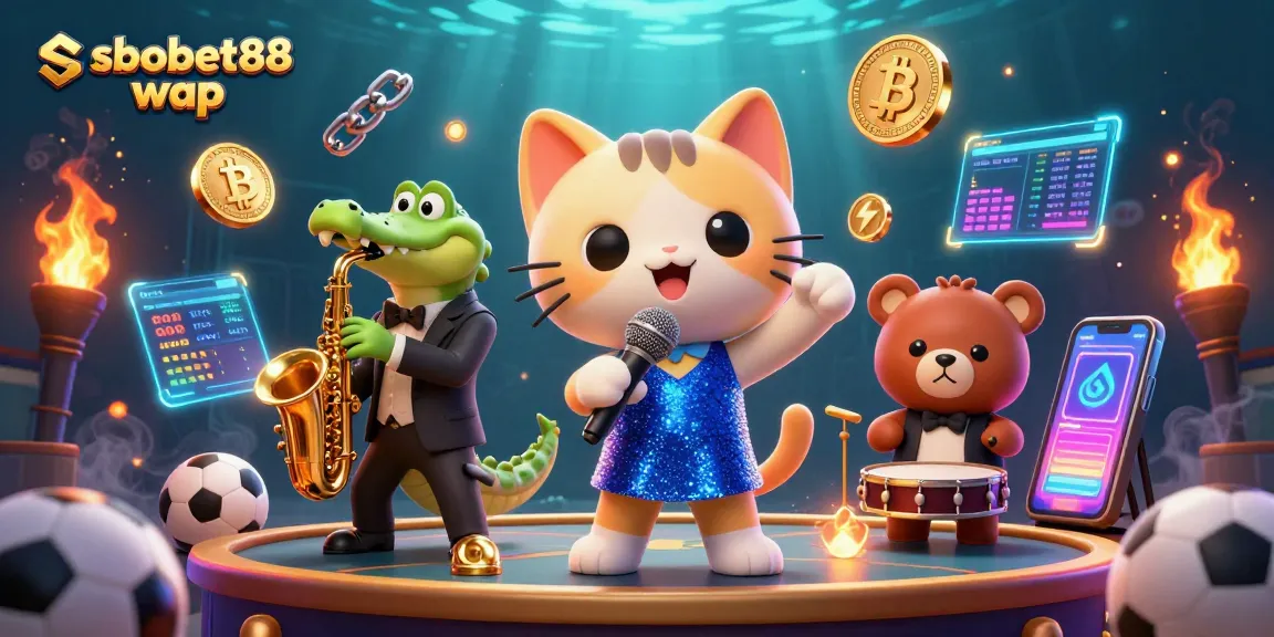 Bet on sbobet88 wap with exciting characters and gambling elements in a vibrant casino scene