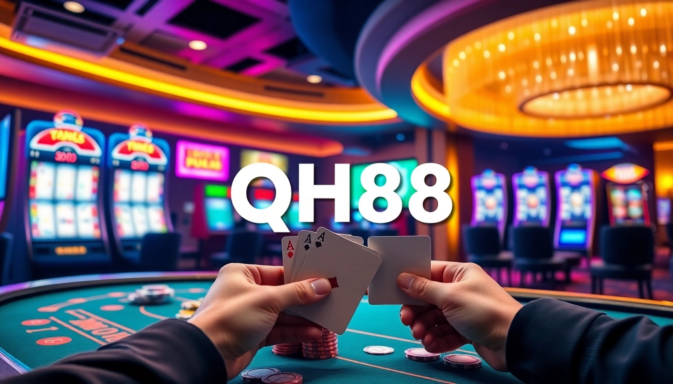 Gamble with excitement at qh88 online casino featuring poker, chips, and thrilling gameplay.