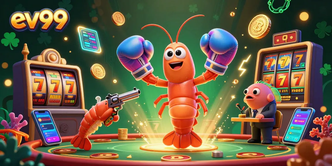 Spin to win at ev99 with a vibrant casino scene featuring slot reels and crypto elements!