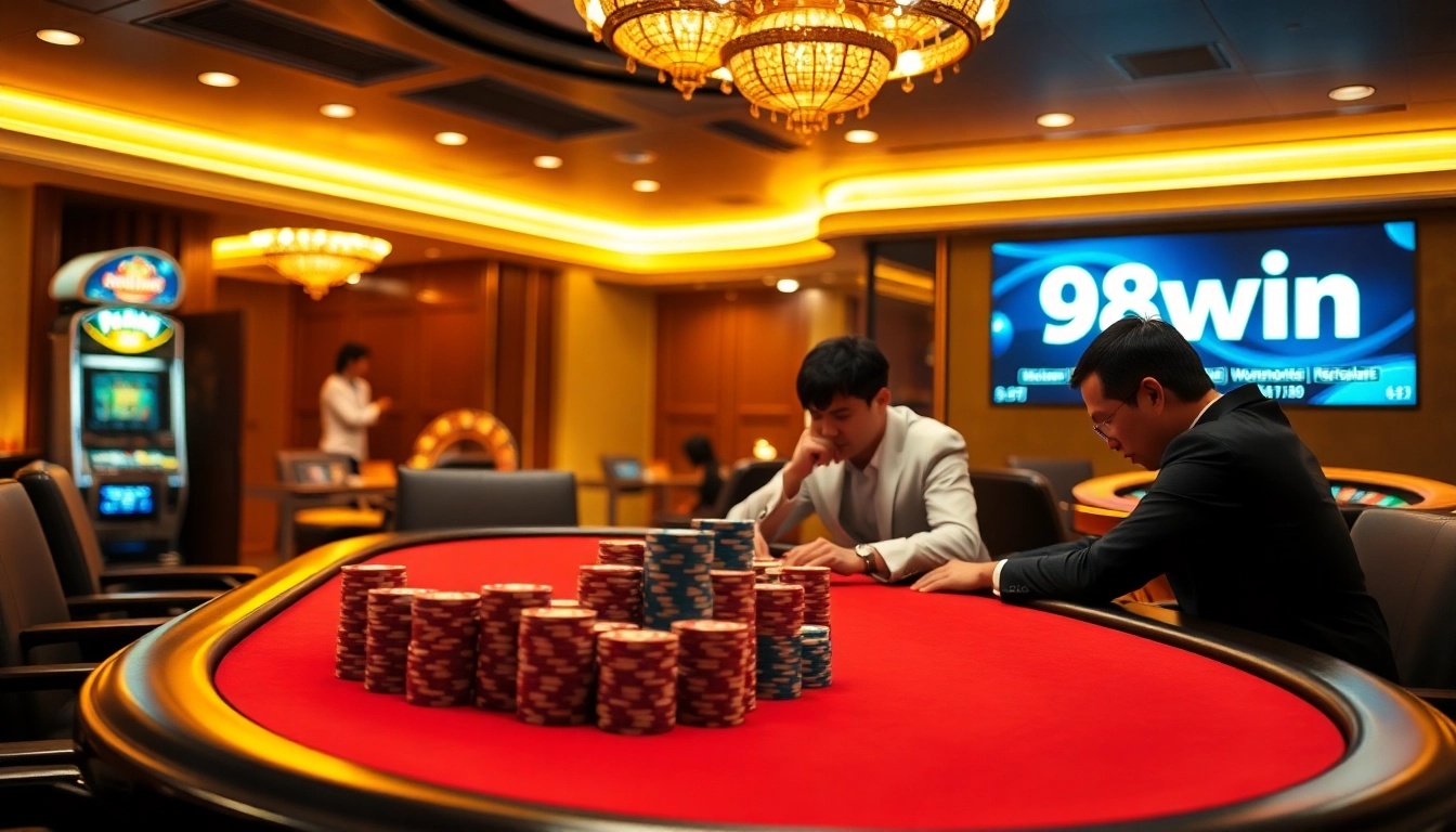 Experience Khuyến mãi 98win excitement with vibrant casino table settings and promotions.