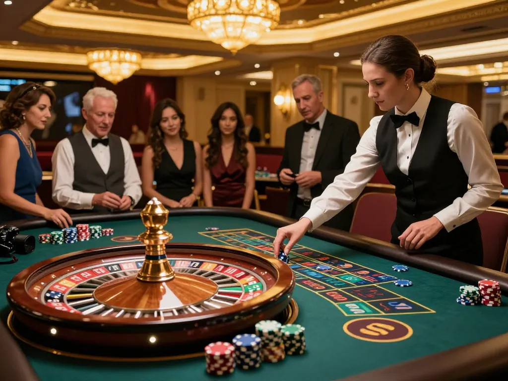 Players placing bets at a roulette table, showcasing the excitement of gambling at https://kjc365.com/ in a luxurious casino setting.