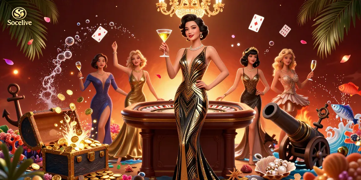 Socolive offers thrilling online gambling experiences featuring elegant gaming scenes with luxury elements.