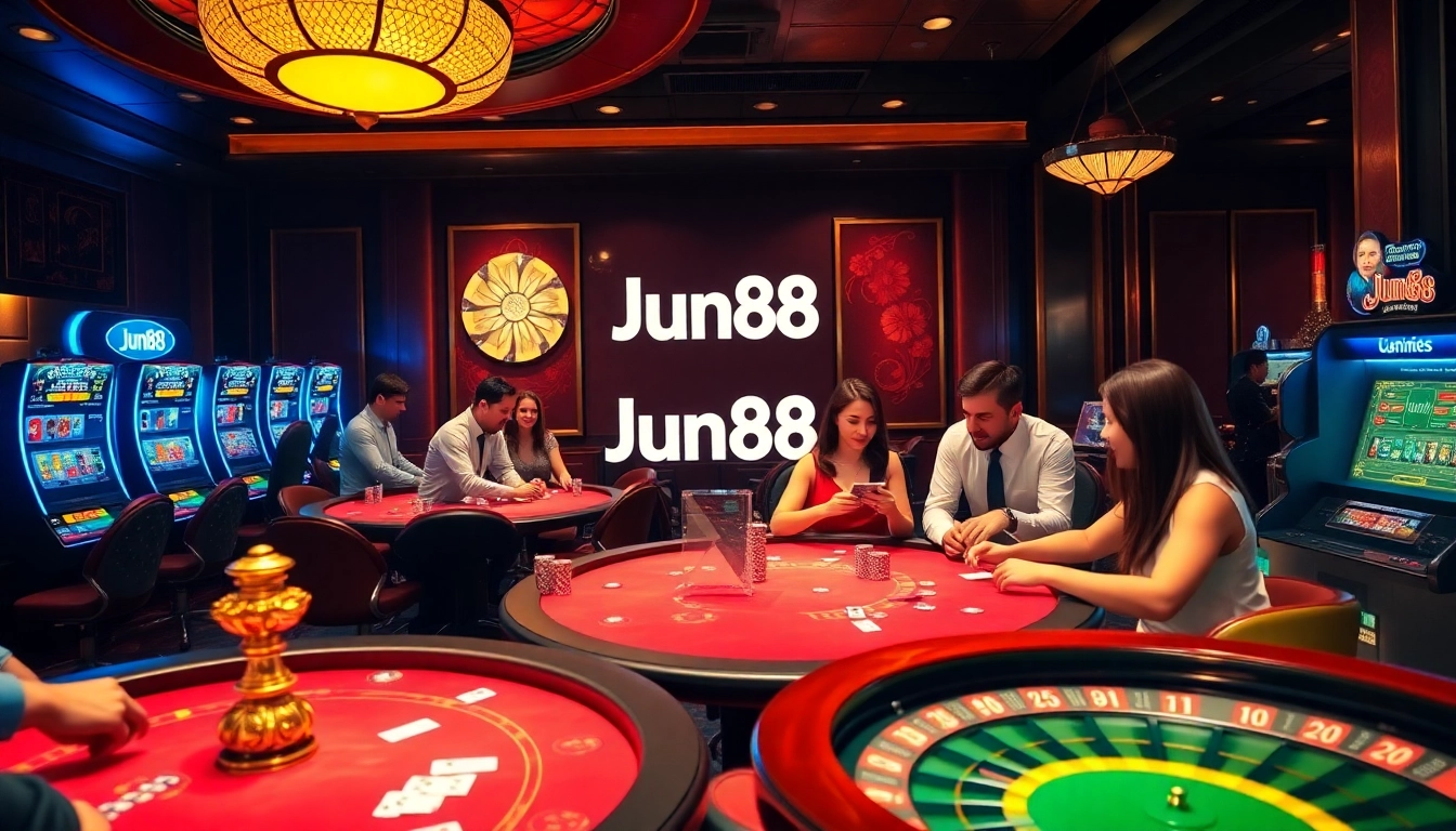 Experience thrilling gameplay at Jun88 with vibrant casino tables and engaging players.