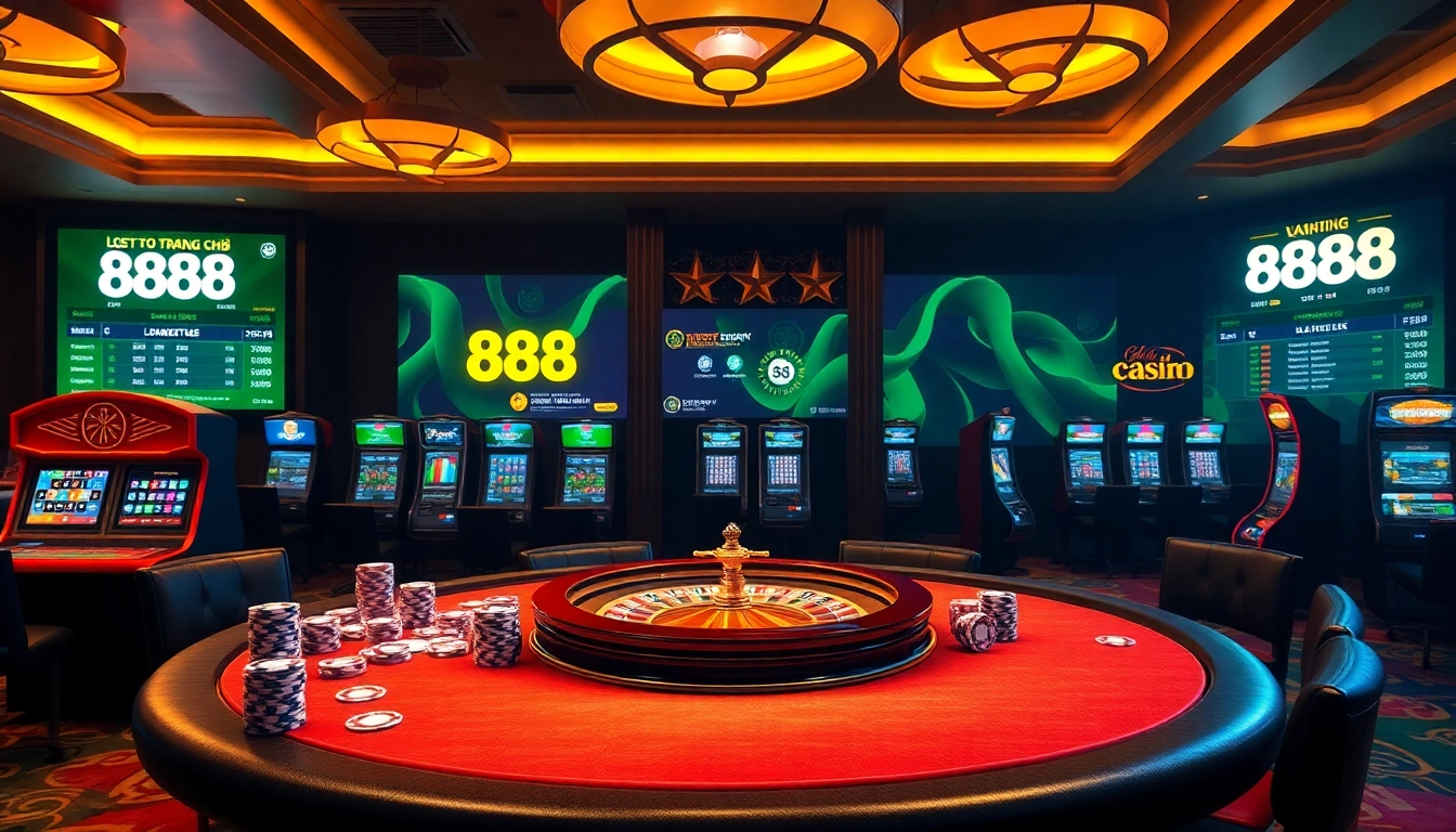 Experience thrilling action at trang chủ 888b with vibrant casino tables and winning poker chips.