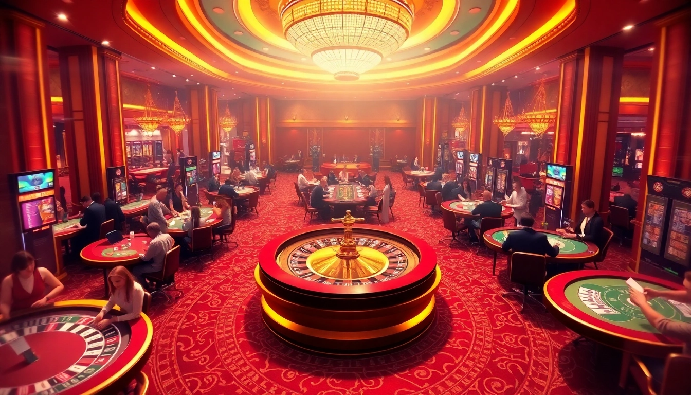 Engaged players enjoying gambling games at a luxurious casino scene related to 98win đăng nhập.