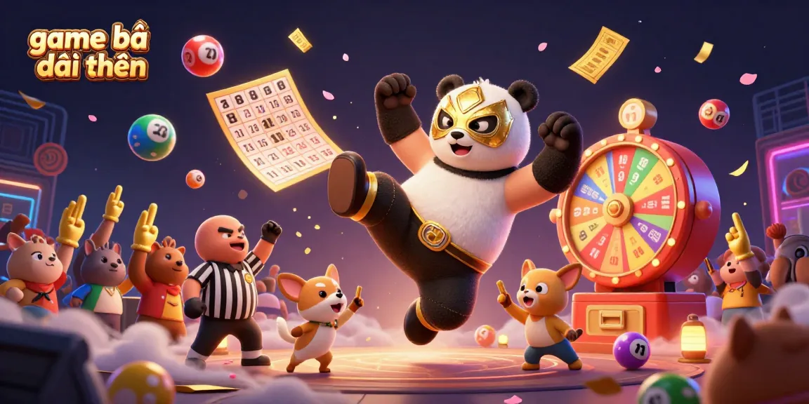 Engage in thrilling game bài đổi thưởng action with a dynamic scene of colorful lottery elements and vibrant characters.