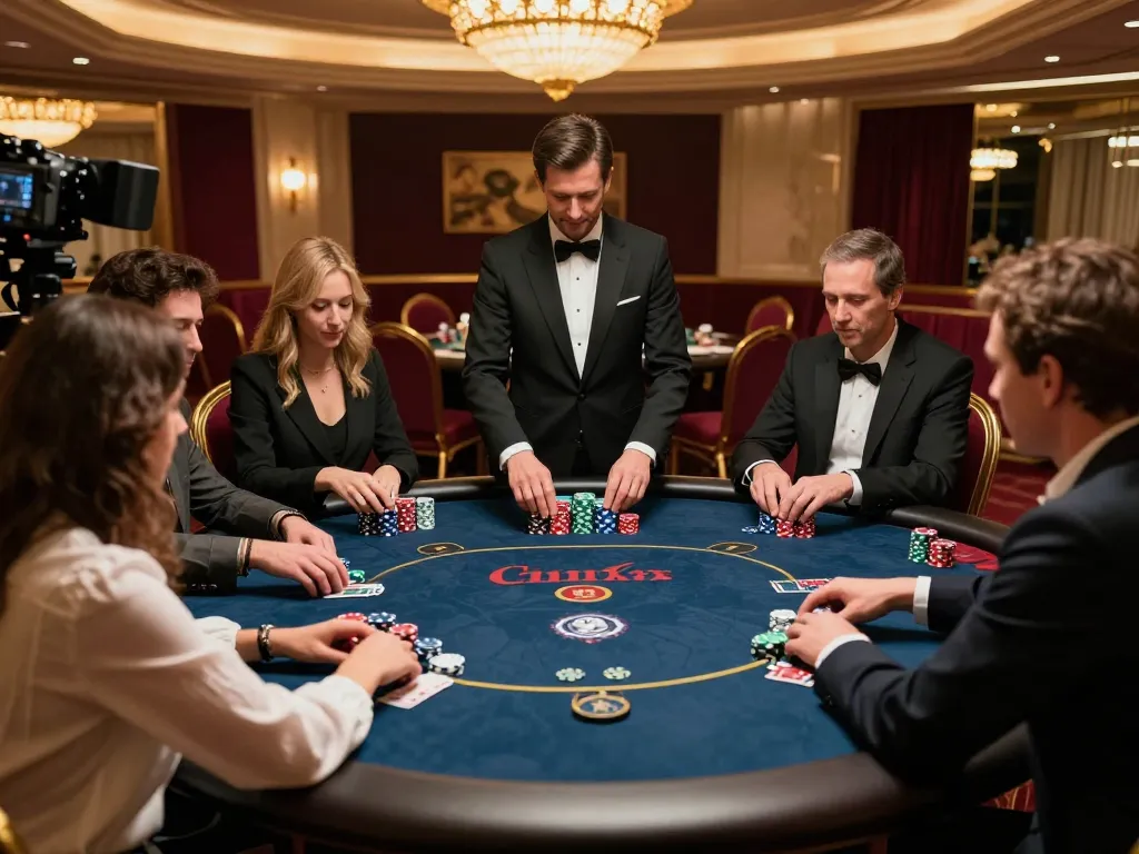 Experience professional gameplay at TX88 poker tables with engaged players and vibrant chip stacks