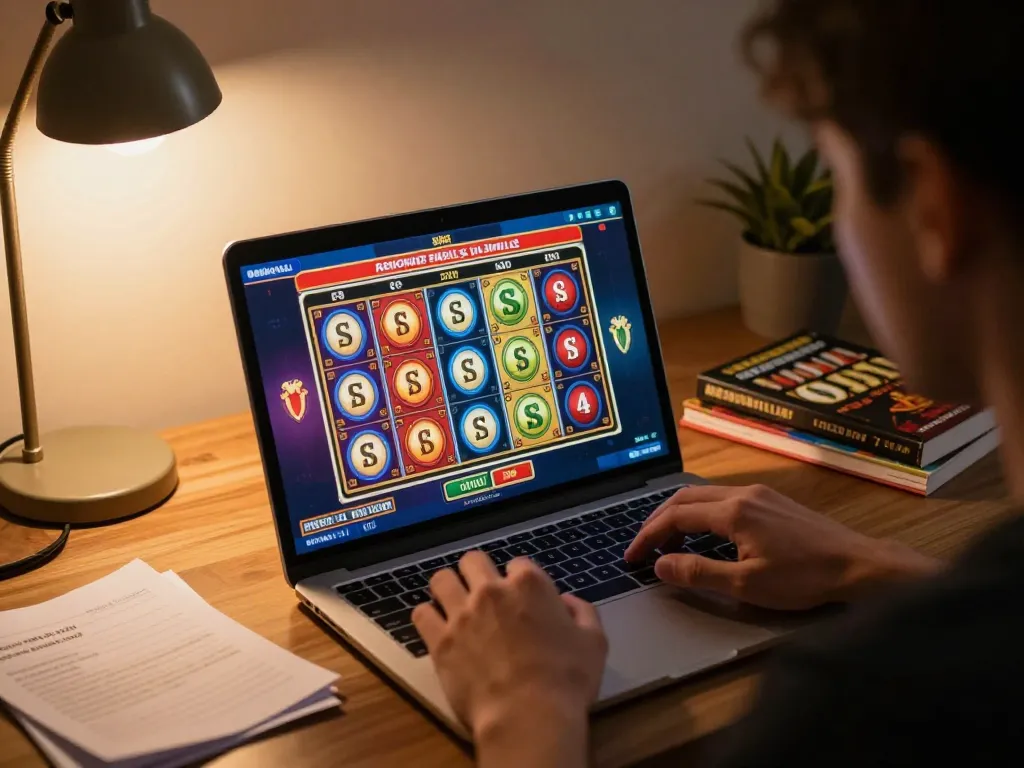 Engaging gaming moment at alc88, showcasing a player immersed in a colorful online slot game.