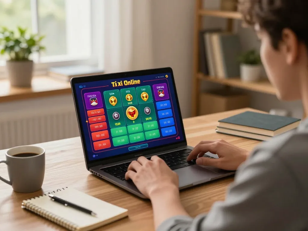 Tài Xỉu Online gameplay on laptop at home with strategic notes and cozy ambiance.