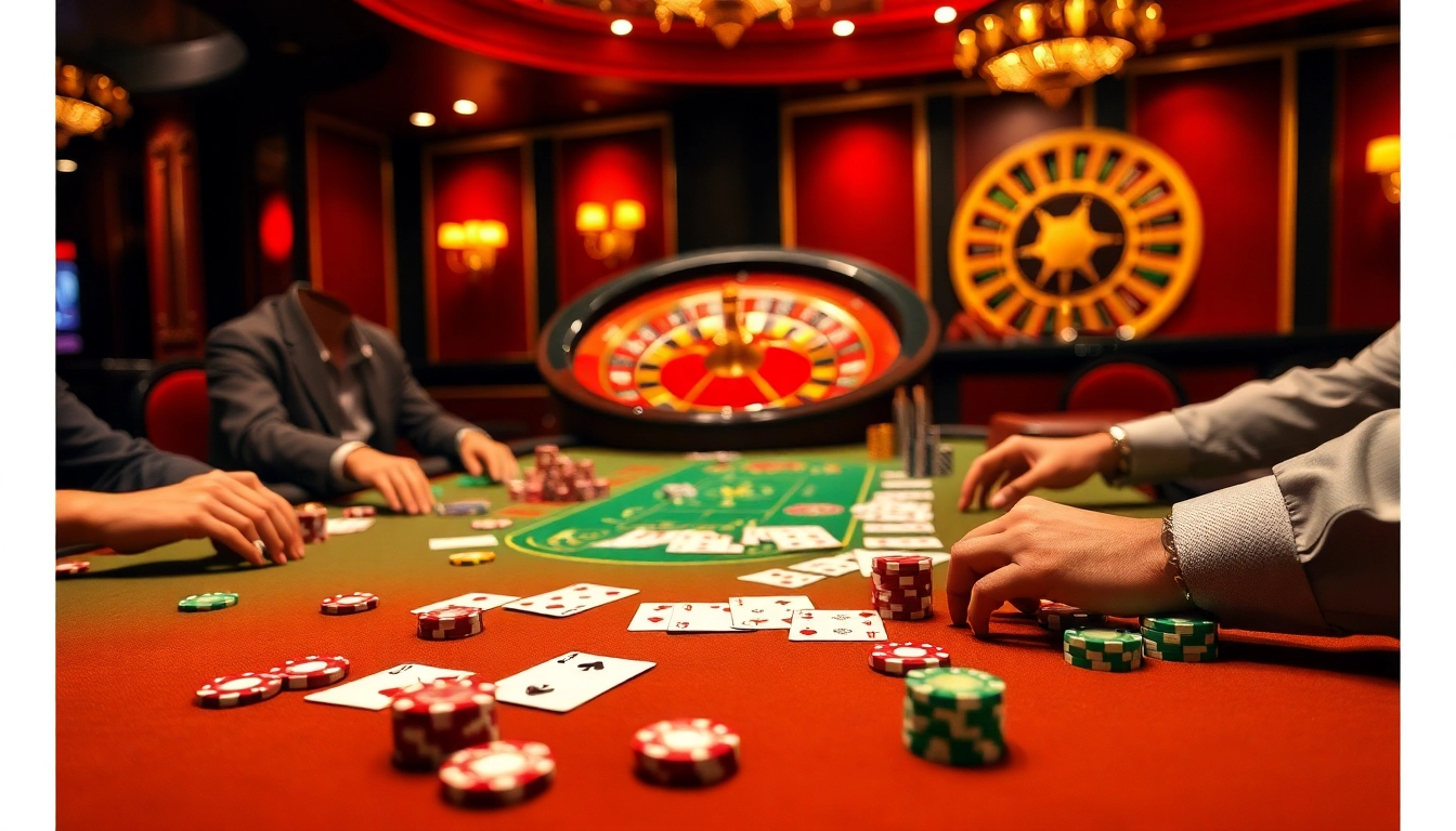 Experience vibrant poker action at 98win. com with colorful chips and an exciting roulette backdrop.