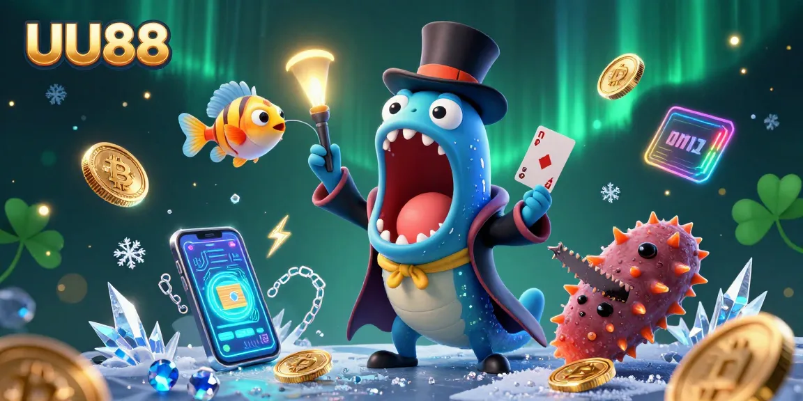 UU88 unlocks winning odds in a vibrant casino scene filled with enchanting characters and crypto elements.