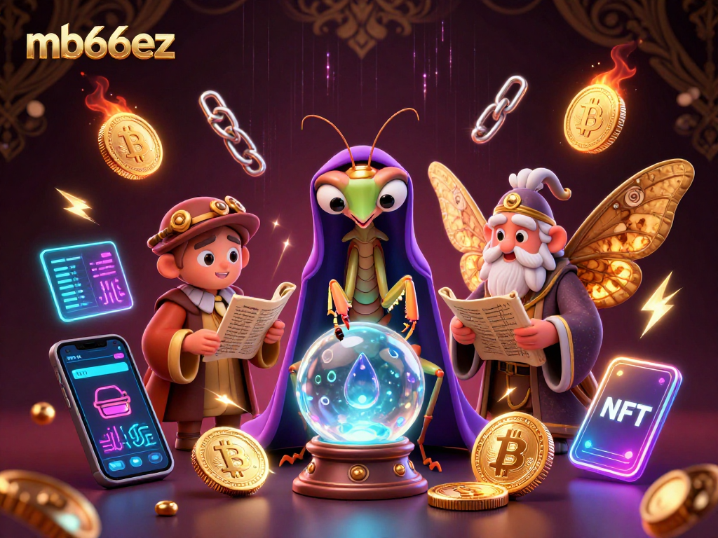 Engage with mb66ez's vibrant casino world featuring a fortune teller and crypto elements.
