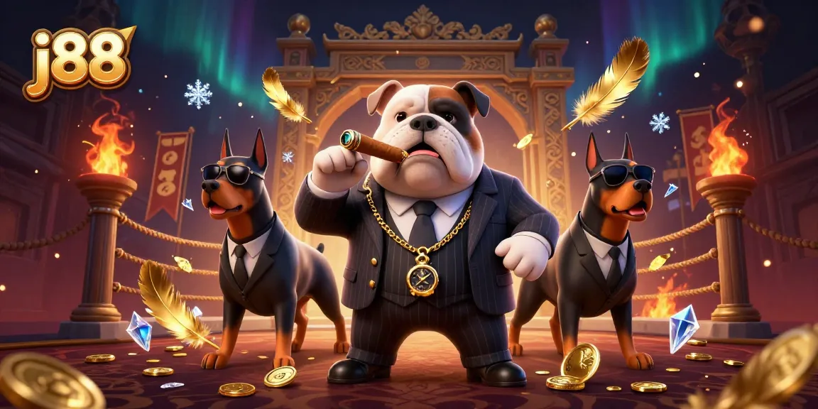 Engage in j88 casino adventures with a mafia boss bulldog and bodyguard Dobermen.