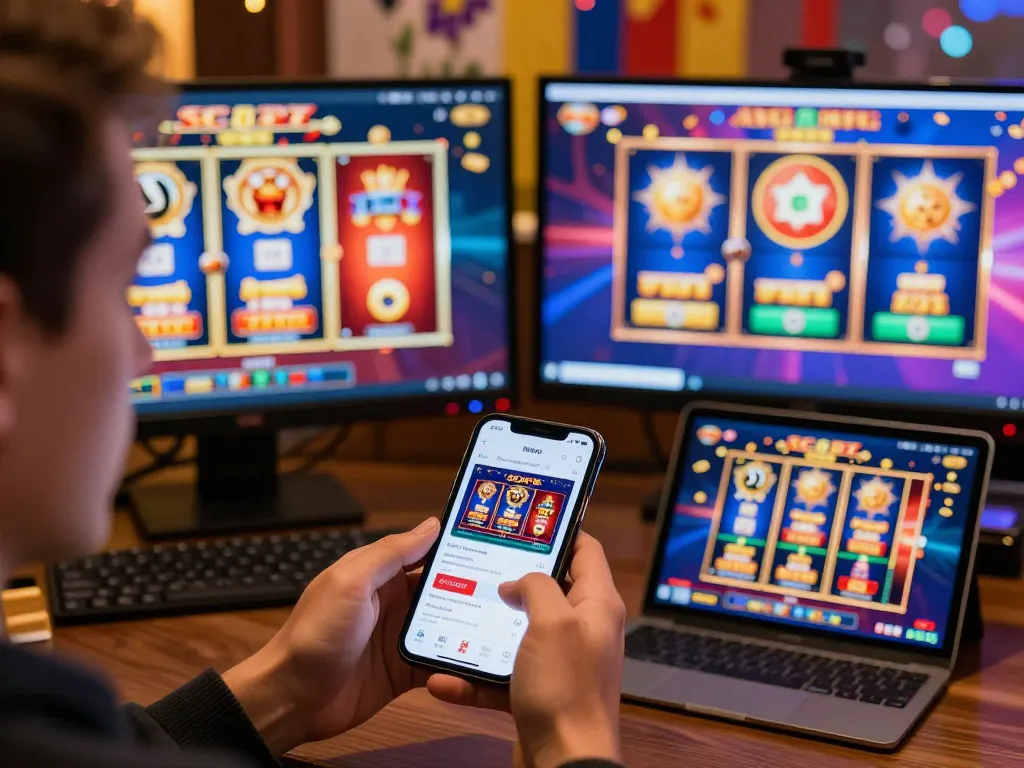 Interactive SC88.com mobile app experience showcasing online gambling excitement with casino visuals.