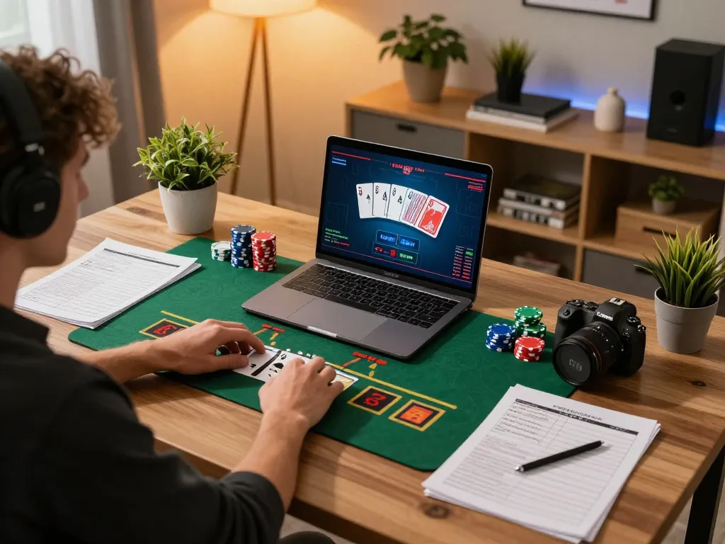Player enjoying live blackjack session on 98win01's online platform from home environment