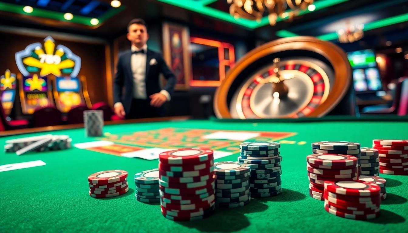 Experience the thrill at 789betmedia.com with casino tables, poker chips, and vibrant slot machines.