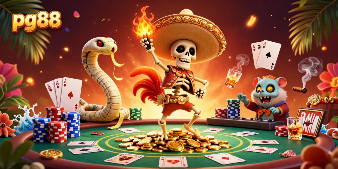 Experience thrilling gameplay at pg88 with a dynamic casino scene featuring vibrant characters and poker action.