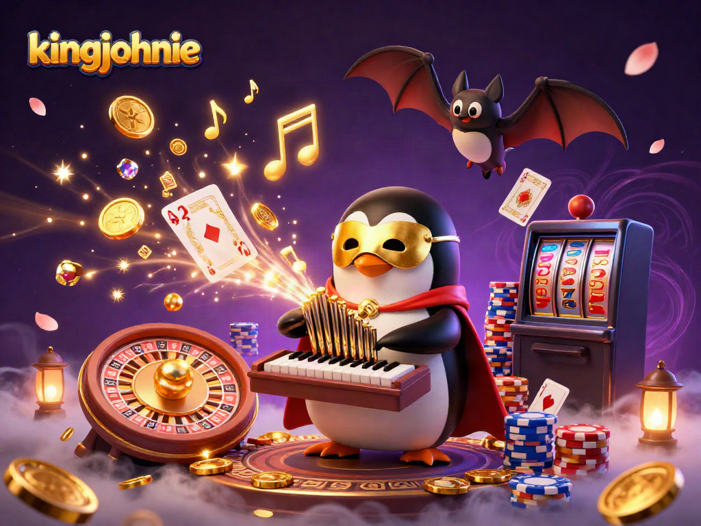 Experience the thrill of kingjohnnie casino with this vibrant 3D illustration showcasing epic gaming elements.