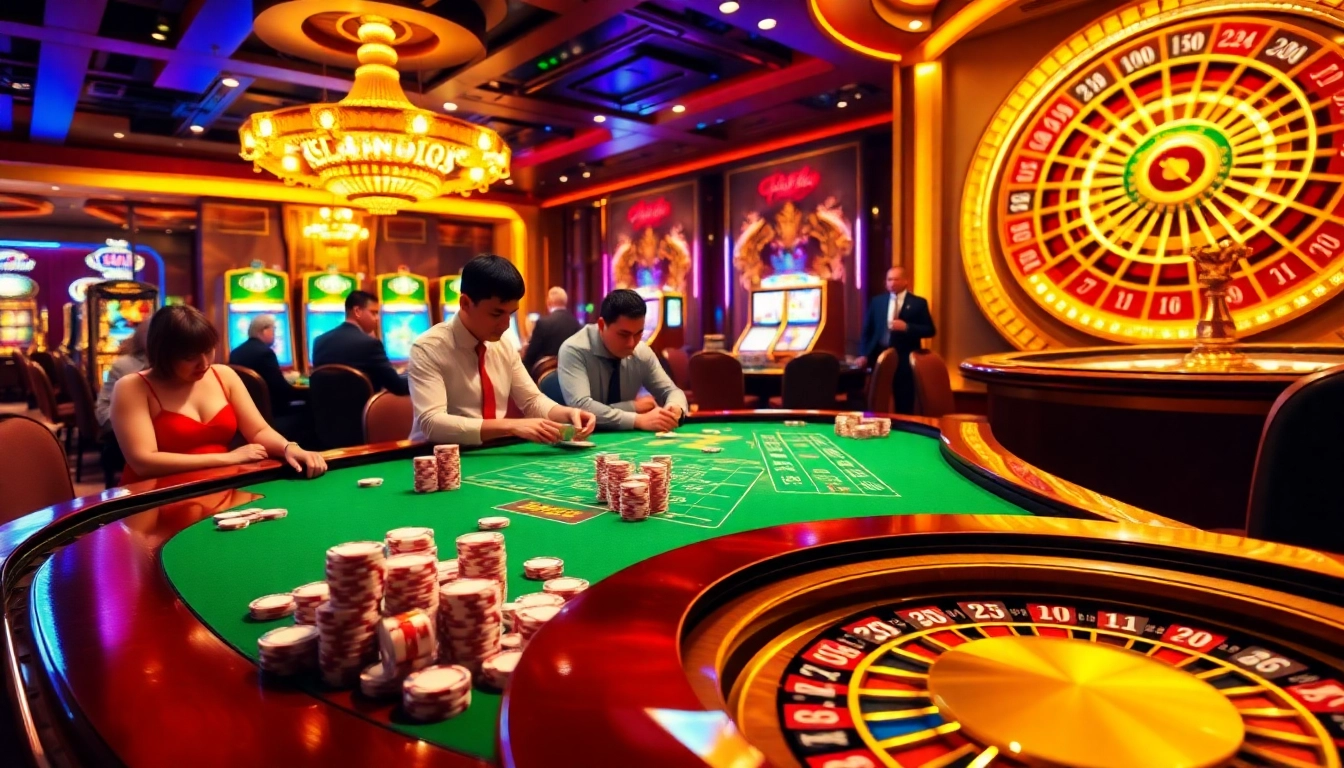 Experience the excitement of playing at trang chủ hello88 with vibrant casino scenes featuring dynamic games.