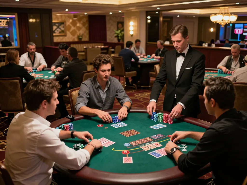 Players enjoying a blackjack game at MM88 casino with dynamic action and vibrant atmosphere