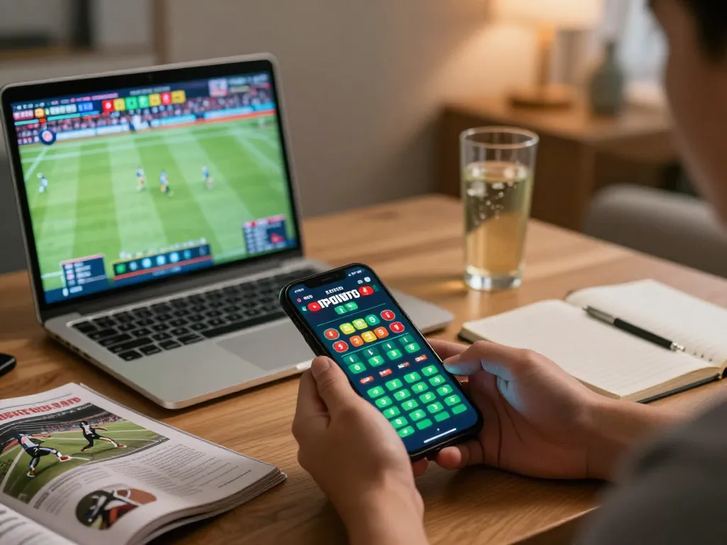Engaging sports betting action with 88CLUB app on smartphone during live game