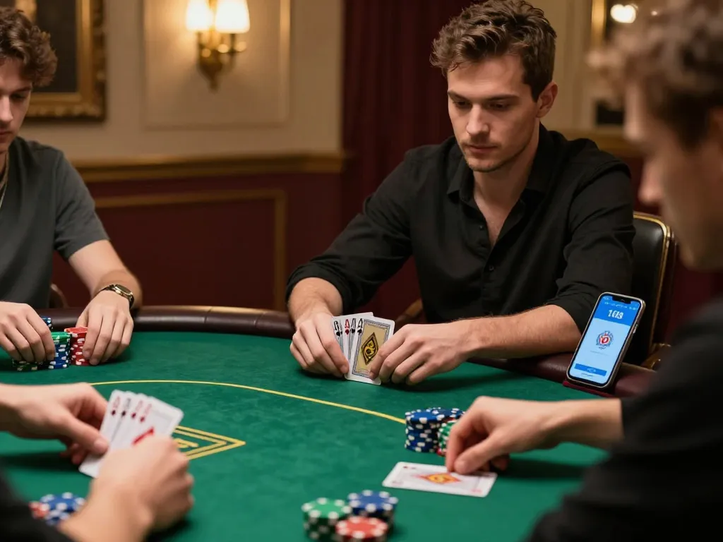 Player engaged in online poker game on f168 app, showcasing intense gameplay and strategic decisions.