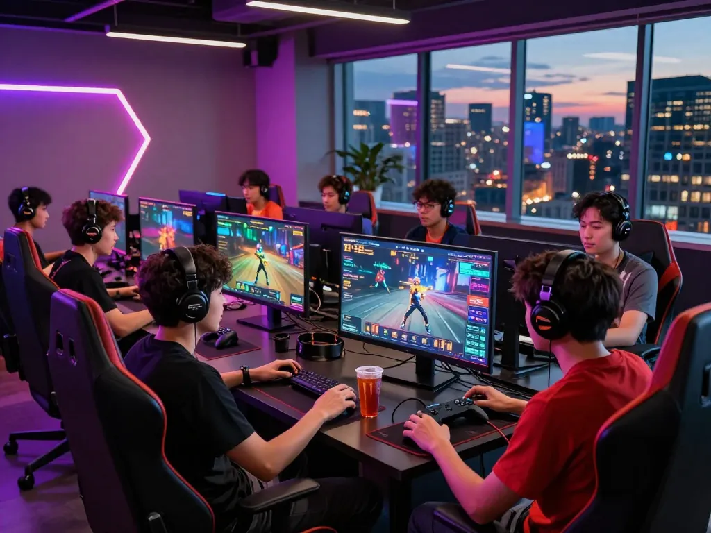 B52 online gaming environment with diverse players interacting in a vibrant lounge.
