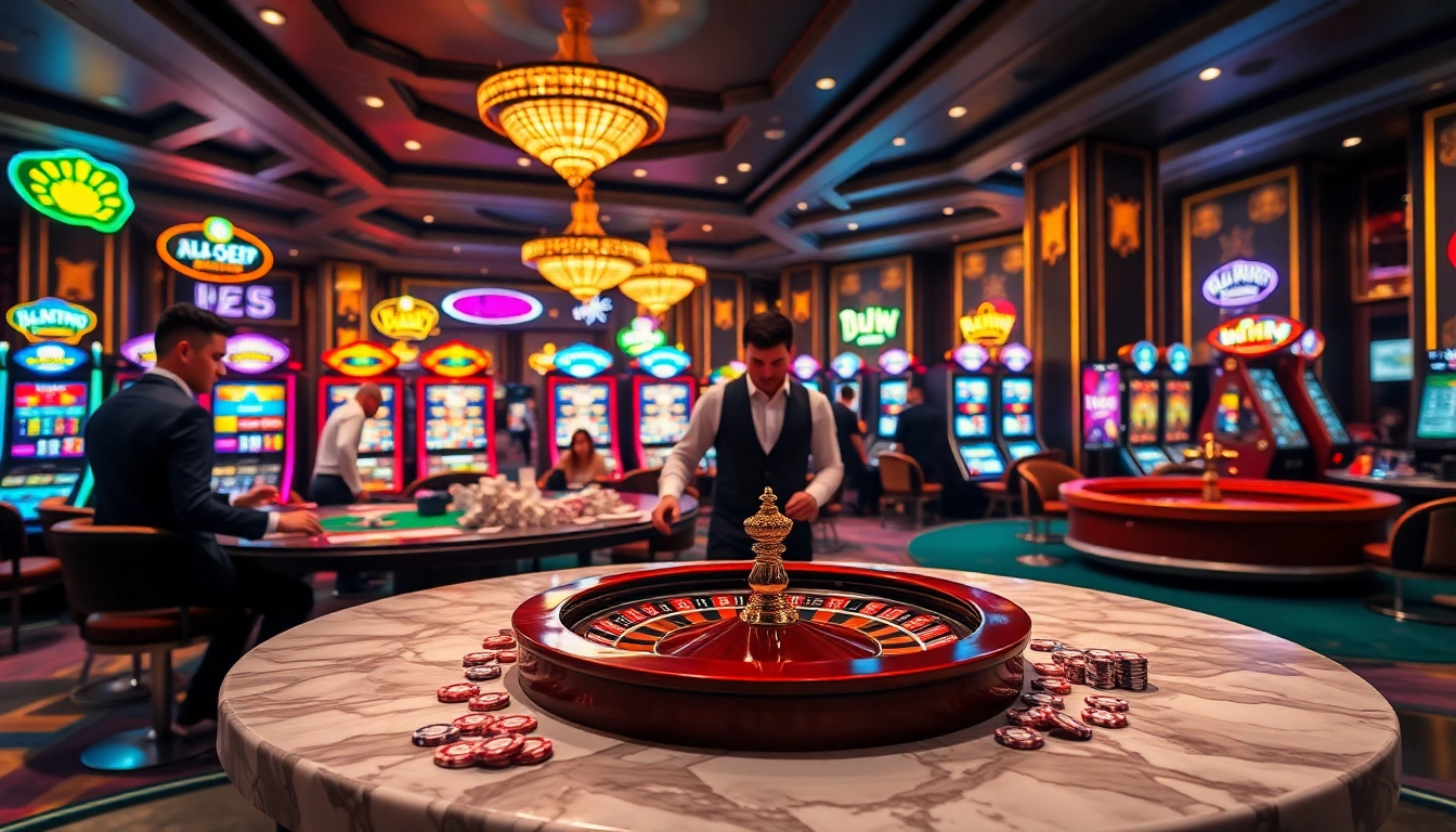 Alo789 Link provides a thrilling casino experience with vibrant slot machines and poker tables.