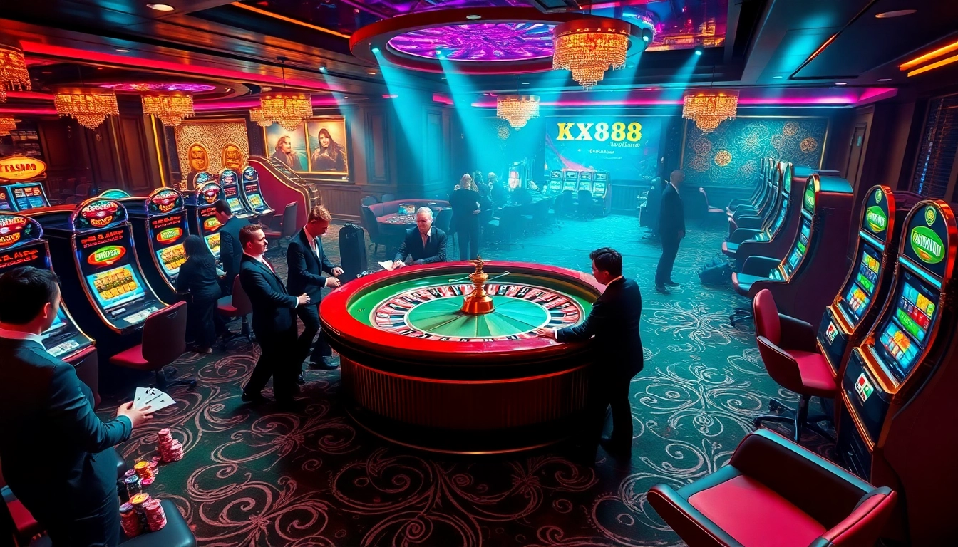 Experience excitement at https://xx88.moe/ with players engaging at a roulette table in a luxurious casino setting.