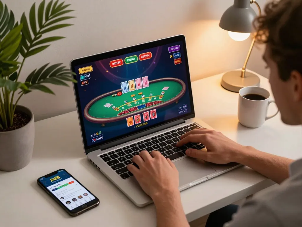 Engage in thrilling online blackjack at jun88 com with a cozy gambling setup.