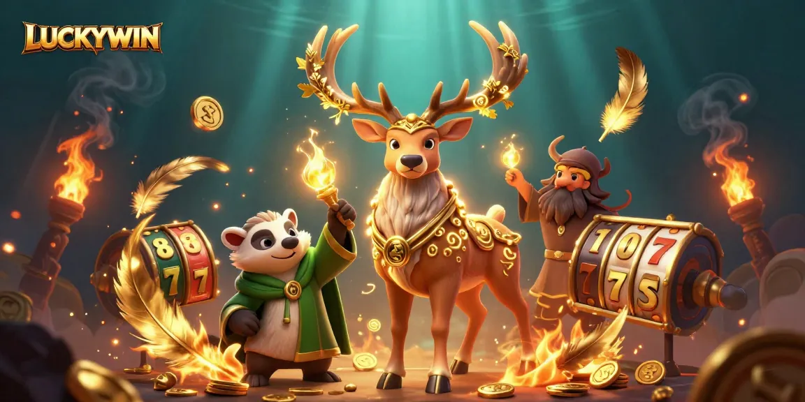 LUCKYWIN showcases thrilling gameplay with vibrant symbols, immersive characters, and dynamic slot elements.