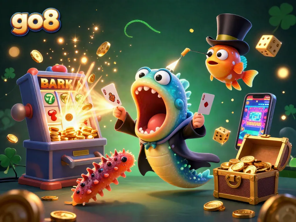 Experience thrilling slots and jackpots at go8 with captivating 3D characters and casino elements.