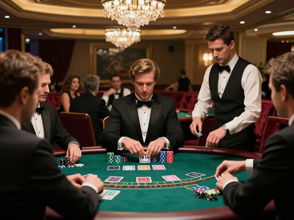 Players engaging in a high-stakes blackjack game at TA88 casino, showcasing intense gameplay with dealer and chips