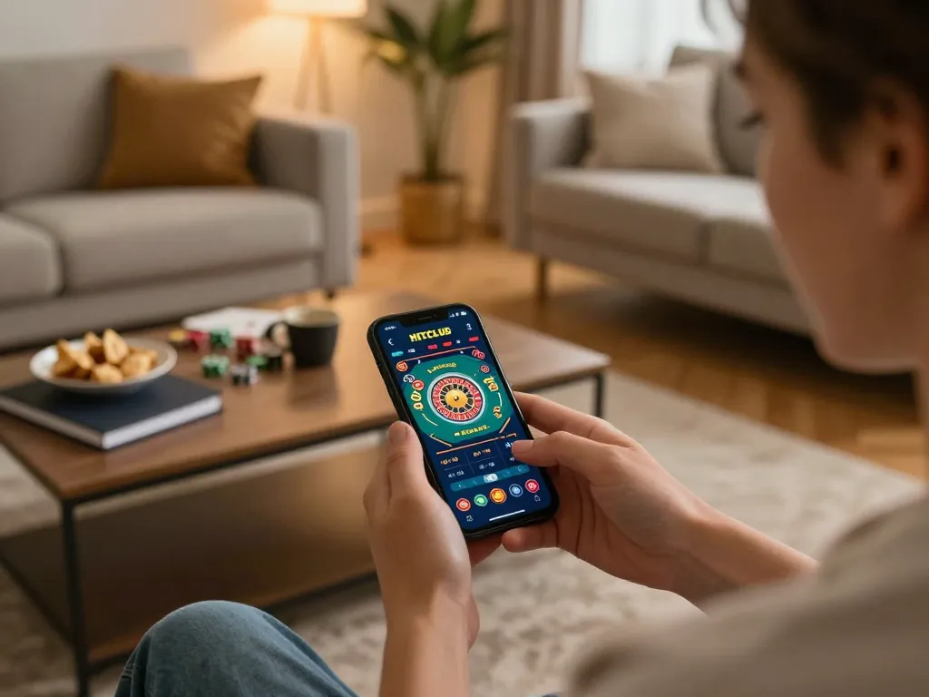 Engaging user exploring HITCLUB with mobile app for live casino gaming