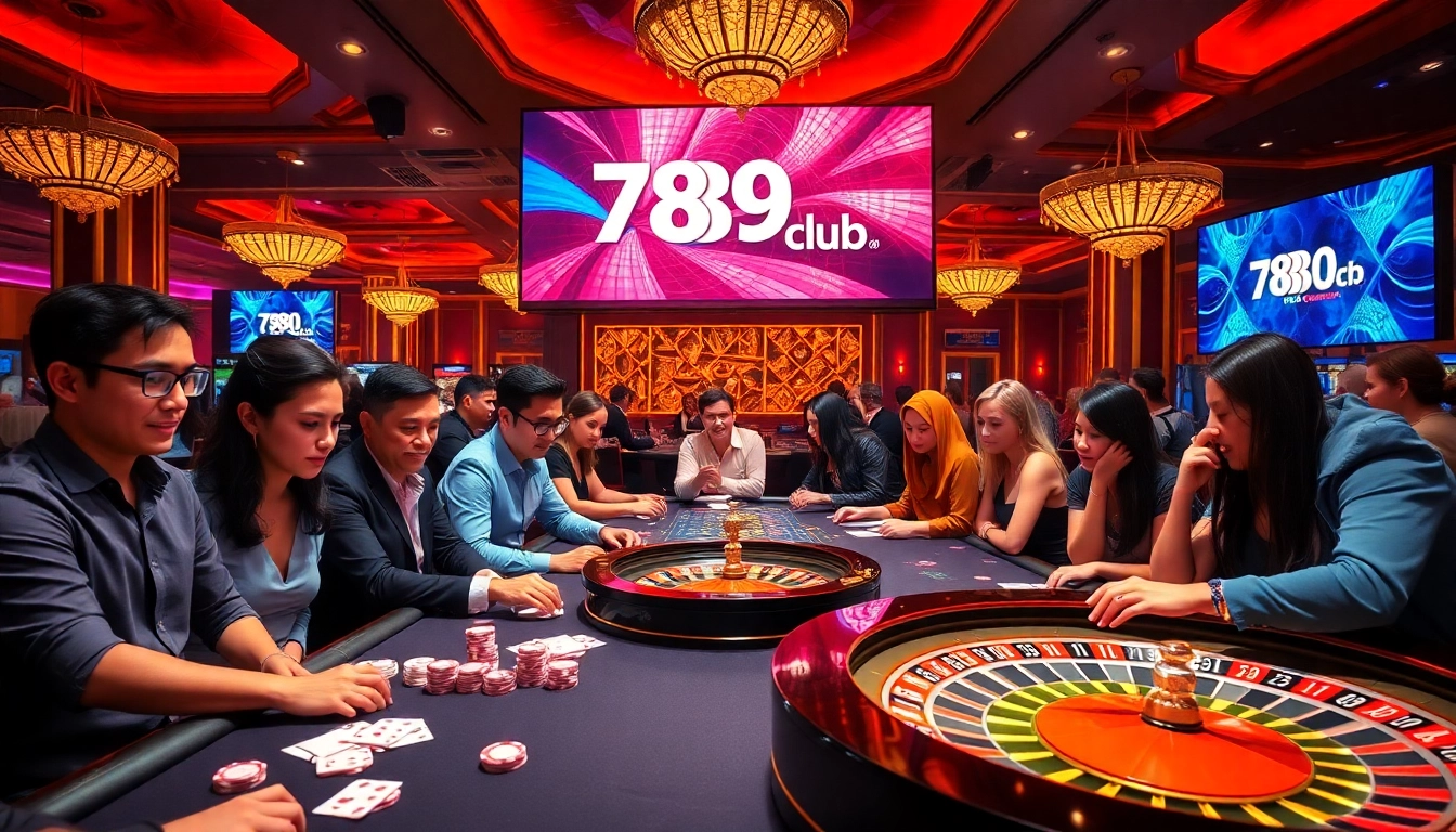 Experience thrilling gameplay at 789club's elegant casino tables with engaged players and vibrant atmosphere.