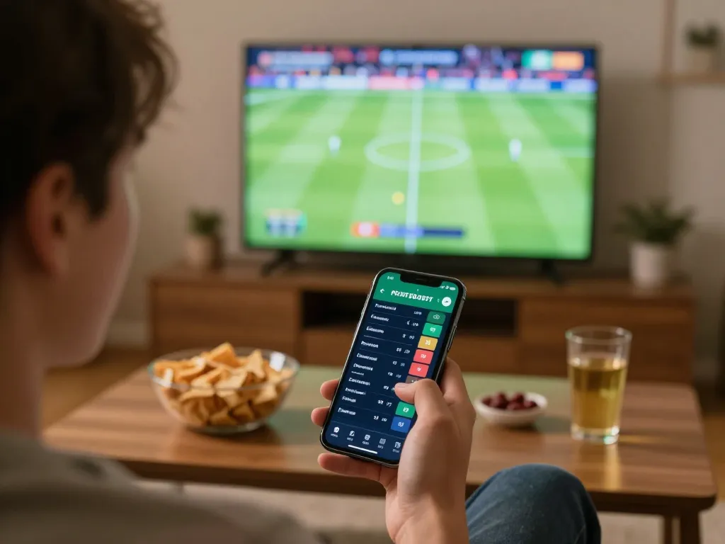 SX88 sports betting excitement with a user checking odds on a smartphone during a live match.