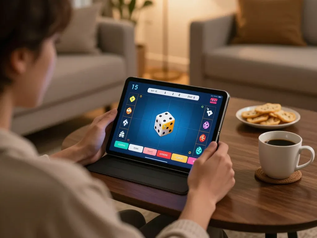 Engaging in responsible online Tài Xỉu gameplay on taixiuonlinego app in a cozy home setting