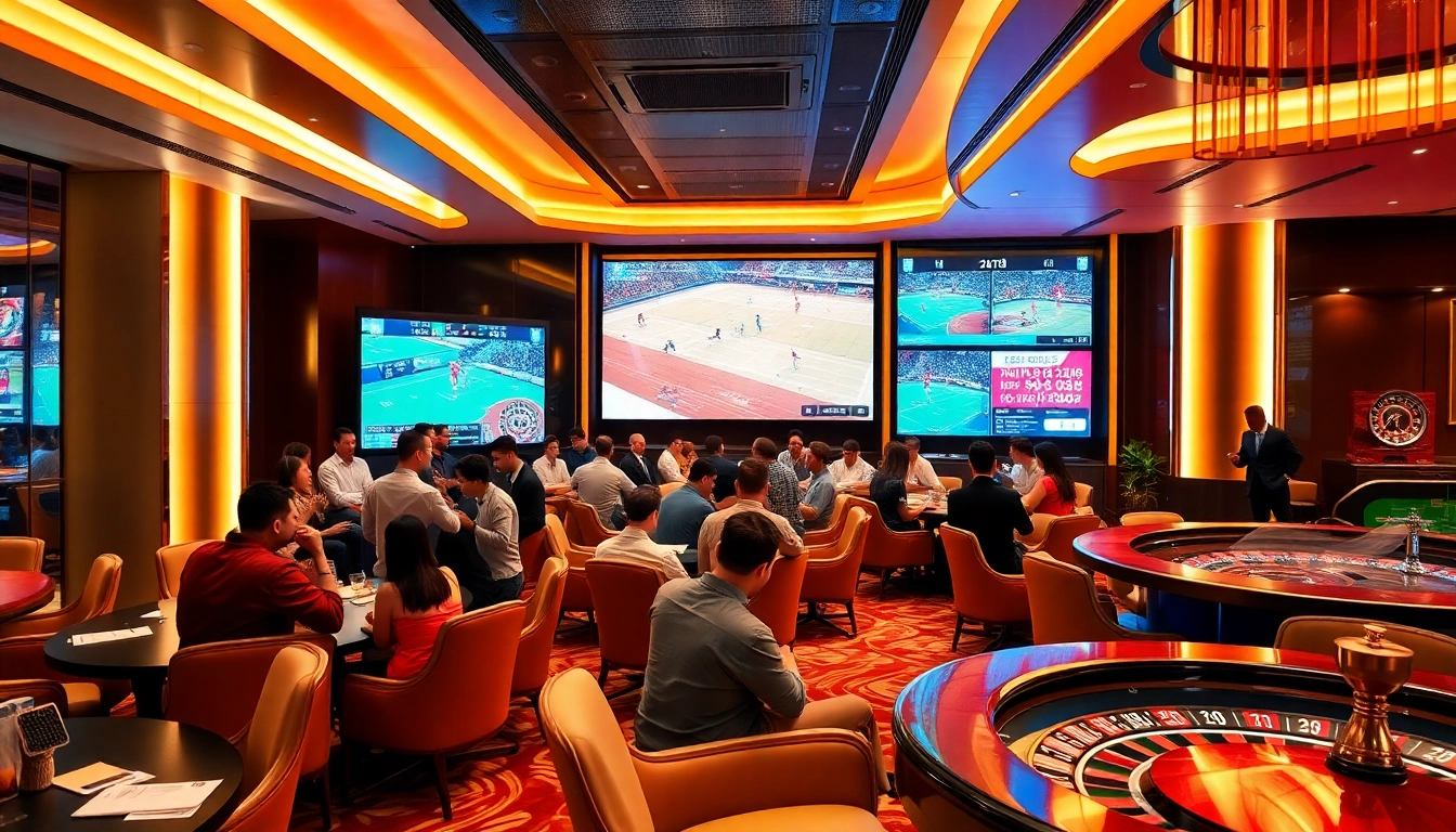 Experience the thrill of betting with Thể thao 8KBET in an upscale sports lounge.