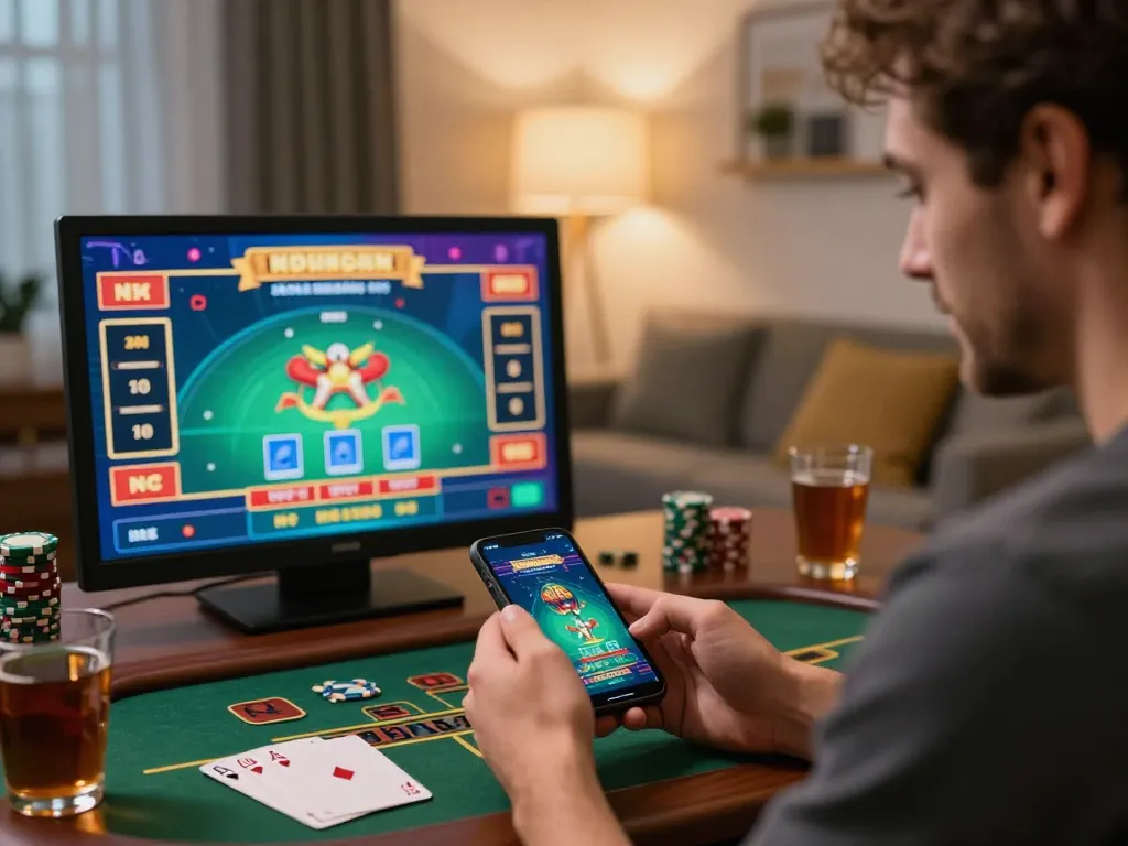 Player enjoying tg88 nhà cái on a smartphone app, engaging with a thrilling live dealer game.