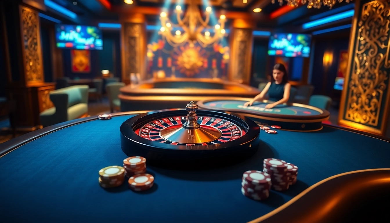 Experience thrilling online gaming at https://xx88.boats/ with dynamic casino visuals showcasing roulette, poker chips, and a dealer.