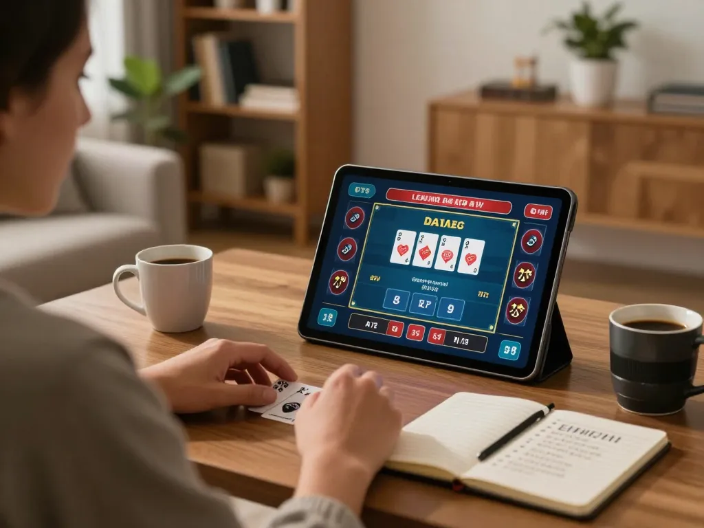 Engaging in a fly88 online live dealer game from a cozy home setup, showcasing excitement and strategy.