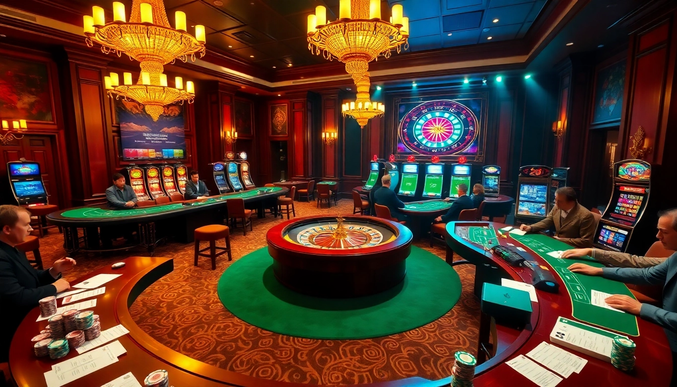 Players strategizing at a high-stakes poker table enriched with the thrilling atmosphere of newphim gambling experiences.