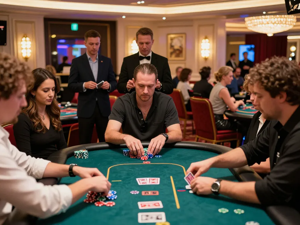 Experience the thrill of tải hit club with players enjoying high stakes poker at a luxurious casino.