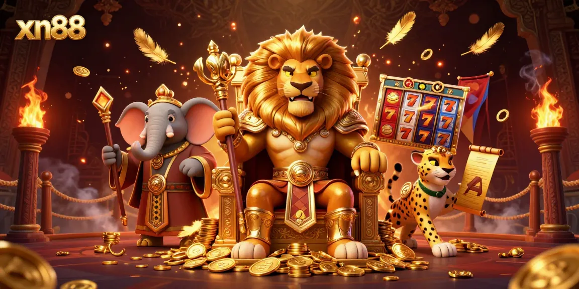 Experience the excitement of xn88 casino games with dynamic slot reels and vibrant characters.