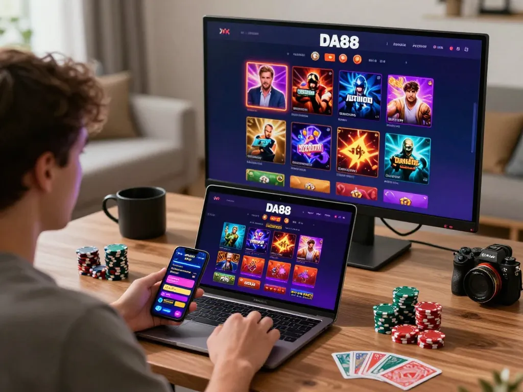 Experience engaging online gaming on https://da88.coach/ with vibrant decor, casino games, and user-friendly interface.