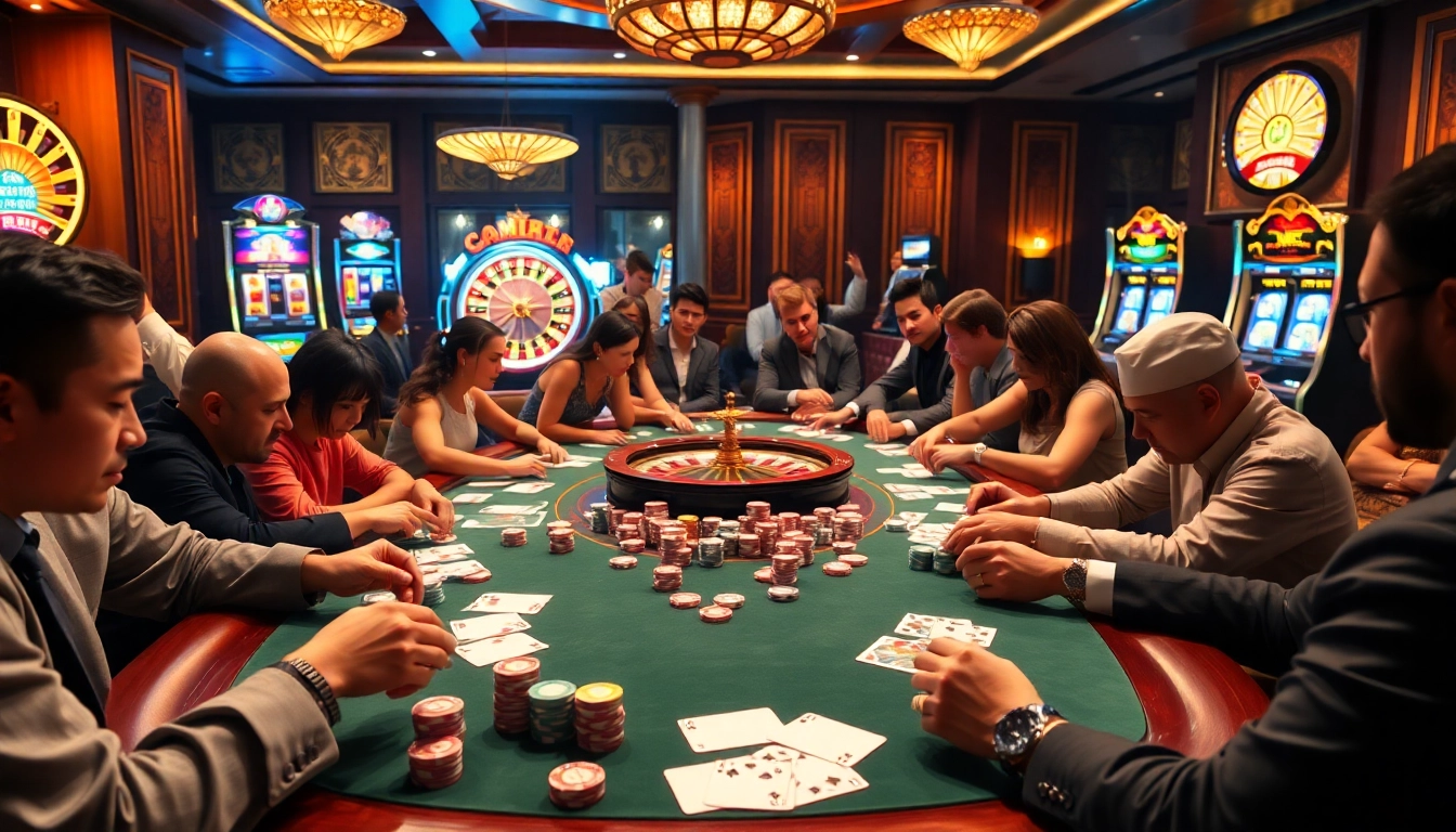 Experience the thrilling atmosphere of thabet.baby with vibrant casino gaming scenes.