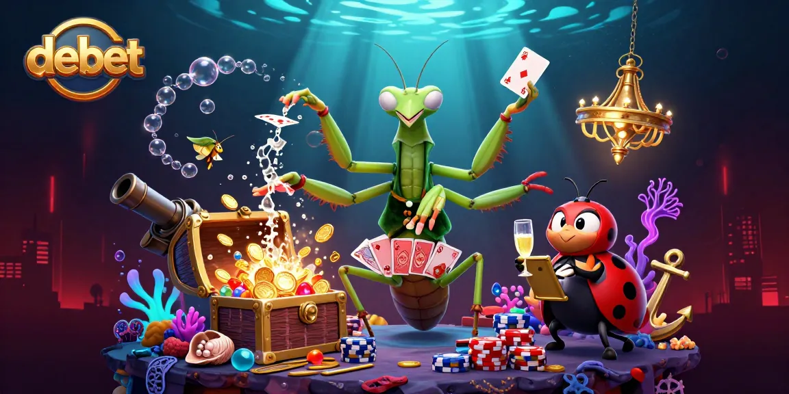 Play cards and win with debet's exciting casino scene featuring unique characters and elements