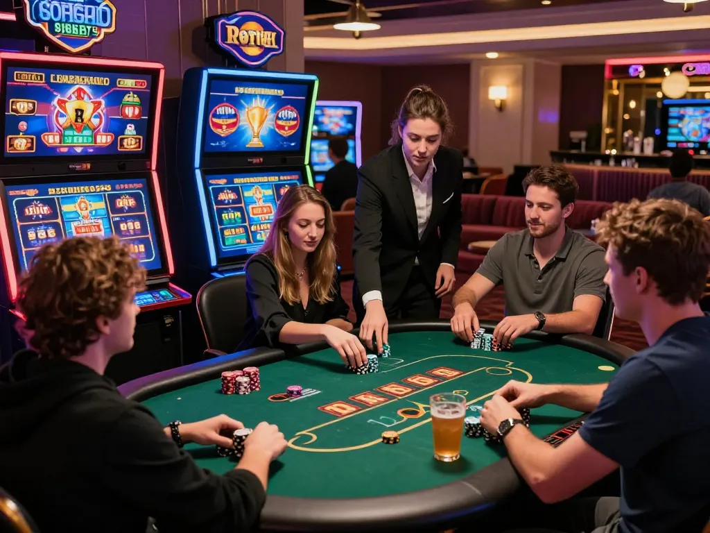 Players enjoying MM88 online casino games in an energetic atmosphere.