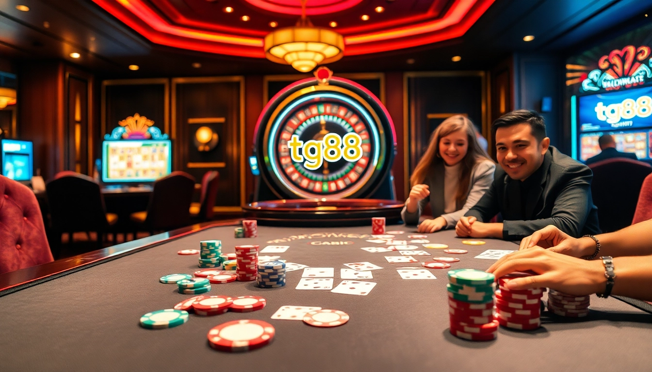 Experience thrilling games at tg88 with players enjoying poker and slots.