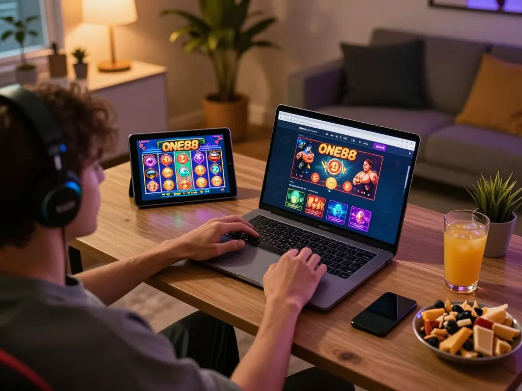 Engaging online gaming scene showcasing one88 web interface with player preparing for strategic gameplay.